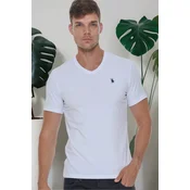 T8568 DEWBERRY V-NECK MENS T-SHIRT-LIGHT WHITE