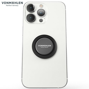 Vonmählen BACKFLIP® Signature univerzalno magnetno držalo/stojalo za telefon, silikon + aluminij, združljivo z vsemi telefoni, priložen magnetni nosilec, črno