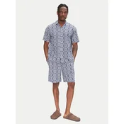 Jack & Jones Komplet srajca in kratke hlače iz blaga Seersucker 12284648 Modra Relaxed Fit