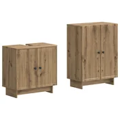 vidaXL Komplet kopalniških omaric, 2 kosa EDE Artisan hrast