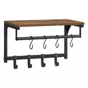 Songmics Stenski obešalnik za plašče 40x24x24 cm rjav