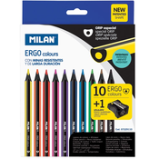 Olovke u boji Milan Ergo - 3.5 mm, 10 boja + šiljilo