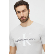 Pamučna majica Calvin Klein Jeans za muškarce, boja: siva, s tiskom