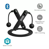 Nedis Športi na prostem SmartLife | Vrv za skakanje | Bluetooth | Dvojni Hallov senzor | LED zaslon | PVC | 3,00 m | Brezžične žoge/torba z vrvico | Črna