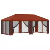 Vidaxl Paviljon s stenami 6 x 3 m Terakota Poliester in jeklo 190