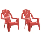 Vidaxl Vrtni stoli 2 kosa za otroke rdeča 37x34x44 cm PP videz lesa