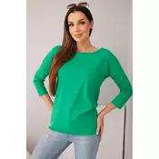 Ženska bluza z ladjastim izrezom, zelena