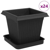 Vidaxl Lončki za rastline 24 szt. Črna 16 x 16 x 14 cm Plastika