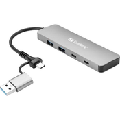 SANDBERG vozlišče USB-C/USB-A na 2xUSB-A+2xUSB-C 136-64