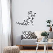 WallXpert metalni zidni ukras DEC-BL014, geometrijska macka, 40 x 40 cm, crni