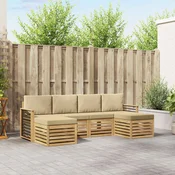 Setovi sofa s jastukom 6 pcs Bijela i bež Poliester