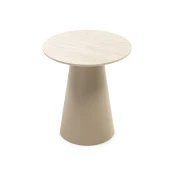 Klubska mizica Burleson 316 Svetla Travertine, Bež, 50cm, MDF plošča, Okrogla