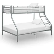 Vidaxl Posteljni okvir pograd siv kovinski 140x200/90x200 cm