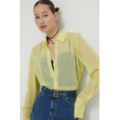 Košulja Blugirl Blumarine za žene, boja: žuta, regular, s klasicnim ovratnikom