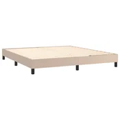 Greatstore Box spring postelja z vzmetnico kapučino 180x200cm umetno usnje