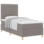 Vidaxl Postelja z vzmetnico z vzmetnico Taupe 80 x 200 cm blago