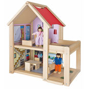 Drvena kucica za figurice Dolls House Eichhorn potpuno opremljena s namještajem i 2 figurice visina 41 cm