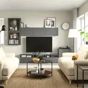 BESTA TV komb.odlaganje/staklena vrata, tamnosiva Lappviken/Sindvik tamnosiva, 300x42x211 cm
