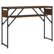 Vidaxl Konzolna mizica s polico rjavi hrast 105x30x75 cm inž. les
