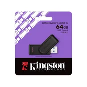 Kingstonov bliskovni disk DataTraveler Exodia S 64 GB USB3.2 Gen 1 (črn)