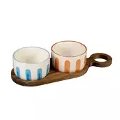 Evviva Set servirne skledice Stones 27,5x10cm/2 kos/črte/keramika, les, (5000198941)