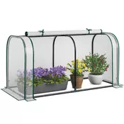 Northix Mini rastlinjak z vrati na zadrgo, PE prevleka, kovinski okvir, 118x55x60 cm