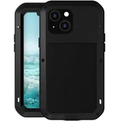 Love Mei Ovitek za iPhone 13 mini, ojačan s steklom, črn