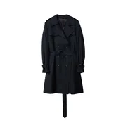 GOBI Cashmere Prehoden plašč Womens Double Breasted Cashmere Trench Coat črna