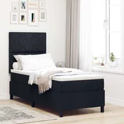 Vidaxl Postelja z vzmetnico Črna 80x200 cm Tkanina