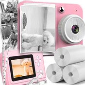 Dexxer Otroški LCD instant fotoaparat s tiskalnikom + 3 trakovi roza