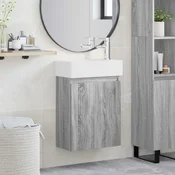 vidaXL Kopalniška omarica s tapo Siva Sonoma 45,5 x 22,5 x 84 cm