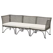 JUTHOLMEN Modularna sofa trosed, spolja, tamnosiva/Kuddarna svetla sivobež