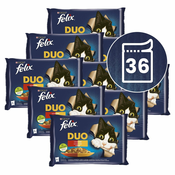 Vrečke FELIX Fantastic Duo, okusen izbor hran v želatini 36x85 g