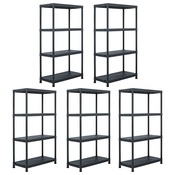 Stalci za pohranu 5 kom crni 60 x 30 x 138 cm plasticni