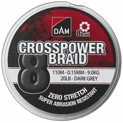 DAM STRUNA CROSSPOWER 8-BRAID 150M DARK GREY 0/10