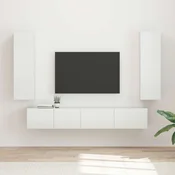 Set TV komoda Zidne 3 pcs Visoki sjaj bijela Konstruirano drvo