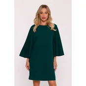 Elegantna ženska obleka z netopirskimi rokavi - zelena