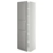 METOD Visoki element s policama, bela/Bodbyn siva, 60x60x200 cm