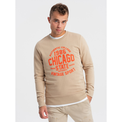 Ombre Mens unbuttoned sweatshirt with collegiate print - sand
