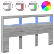 Vidaxl Omarica za vzglavje postelje LED siva sonoma 180x17x102 cm