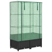 shumee vidaXL Visoka greda s prevleko za rastlinjak videz ratana 80x40x138 cm