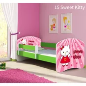 Djecji krevet ACMA s motivom, bocna zelena 180x80 cm 15 Sweet Kitty