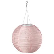 SOLVINDEN LED solarna viseča svetilka, zunanje okrogla/roza, 30 cm