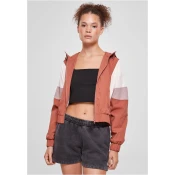 Womens short 3-color crinkle jacket terracotta/white sand/duskrose
