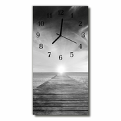tulup.si Steklena navpična ura Mesta most pogled siva 30x60 cm