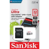 Spominska kartica SanDisk Ultra microSDHC 32GB UHS-I C10 100MB/s z adapterjem SDSQUNR-032G-GN3MA