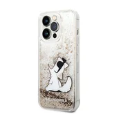 Maska za telefon Karl Lagerfeld Hc Liquid Glitter Choupette za iPhone 14 Pro 6.1 zlatna (KLHCP14LGCFD)