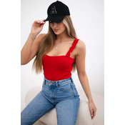 Nude blouse with straps red