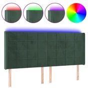Vidaxl LED posteljno vzglavje temno zeleno 183x16x118/128 cm žamet