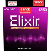 Elixir Nanoweb 12-53 3-Pack Žice za akusticnu gitaru